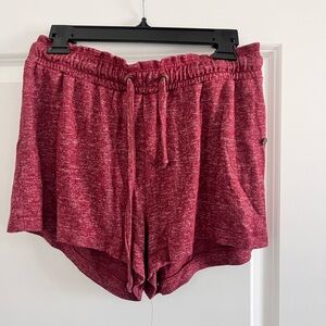 Roxy Marled Drawstring Athletic Shorts - Wine